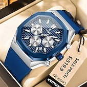 olcso Quartz órák-poedagar üzleti karóra férfiaknak vízálló, világító kronográf dátum férfi karóra szilikon szíjas kvarc férfi karóra 893