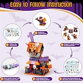  Halloween Advent Calendar Building Block Set, Halloween Countdown Calendar with Mini Building Toys, Pumpkin Ghost Skeleton Witch Figures, DIY Construction Gift for Kids Boys Girls