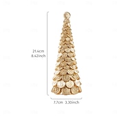 abordables Figurines de collection-Décoration de table pour sapin de Noël, motif pomme de pin dorée, dollar et bitcoin, mini statue de sapin de Noël en résine pour décoration intérieure de vacances, vitrine, cadeau