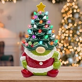economico luci di Natale da interni-Albero di Natale nano in resina a LED con piccola foglia, luce per interni, camera da letto, studio, sala da pranzo, luce decorativa da tavolo, luce pendente, prop, batteria AAA, scatola da 8,6 * 4,7
