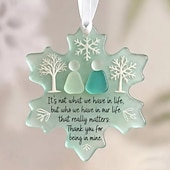cheap Ornaments-Snowflake Shaped Acrylic Snowflake Sea Glass Friendship Christmas Ornament Unique Friendship Keepsake Coastal Winter Xmas Tree Decoration Ideal Gifts for Best Friends