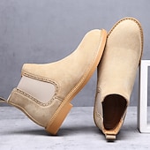 economico Stivali Chelsea-stivaletti chelsea da uomo in pelle scamosciata marrone con pannelli laterali elastici: eleganti stivaletti alla caviglia per abbigliamento casual, smart-casual e da ufficio