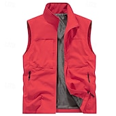 preiswerte Herren Angelweste-Herren Outdoor-Weste Weste Angelweste Outdoor Täglich Mode Lässig Frühling Herbst Tasche Polyester Bequem Einfach Reisverschluss Stehkragen Normale Passform Schwarz Rote Khaki Armeegrün Weste