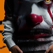 economico Costumi di Halloween per bambini-Halloween Ragazzi 3D Grafico Pagliaccio Felpa con Cappuccio Manica Lunga Primavera Autunno Moda Streetwear Bambini 4-12 Anni Con cappuccio All&#039;aperto Casuale Quotidiano Vestibilità regolare