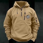 economico Felpa Tattica-Per uomo Felpa con cappuccio Felpa con cappuccio e zip corta Felpa con cappuccio tattica Nero Verde militare Borgogna Blu marino Blu Reale Con Cappuccio Semplice Cerniera Sport &amp; Outdoor Casuale