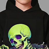 levne Chlapecké halloweenské kostýmy-předvečer Všech svatých Chlapecké 3D Lebky Kapuce Dlouhý rukáv Jaro Podzim Módní Šik ven Děti 4-12 let Kapuce Venkovní Ležérní Denní Běžný