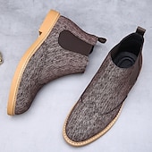 abordables Bottes de Chelsea-Bottines Chelsea grises pour hommes avec détails brogue à bout d&#039;aile, style vintage élégant pour les mariages, le travail et les occasions semi-formelles