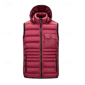 preiswerte Herren Steppweste-Herren Steppweste Weste Gilet Urlaub Täglich Date Mode Lässig Herbst Winter Tasche Nylon Warm Bequem Einfarbig Reisverschluss Mit Kapuze Normale Passform Schwarz Burgunderrot Armeegrün Dunkelblau