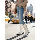 voordelige Vrouwen-Rode leren cowboylaarzen voor dames met geborduurd westernpatroon - stijlvolle schoenen voor trendy outfits in de stad