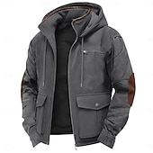 baratos Moletom com capuz de lã-Homens Moletom Full Zip Hoodie Moletom de lã Moletom com capuz forrado de lã Azul Marinha Marron Verde Cinzento Escuro Com Capuz Tecido Patchwork Zíper Bloco de cor Desportos e Ar livre Casual Diário