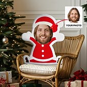 cheap Personalized Textiles-Personalized Customized Christmas Face Pillows With Santa Elf Snowman Designs Fun Holiday Decoration Unique Gift Idea For Family Kids Friends Home Celebrations