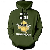 economico felpe 3d da uomo-Felpa con cappuccio grafica per uomo - Beer Time Madafakas divertente stampa di gallina felpa con maniche lunghe