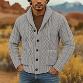 ieftine pulover cardigan pentru bărbați-Bărbați Pulover Pulover Cardigan Striat Cablu Tricotat Topuri obișnuite Tricotat Simplu Șal  Guler Vacanță Modă Casual Purtare Zilnică Îmbrăcăminte Primăvara &amp; toamnă Roz Îmbujorat Roz S M L