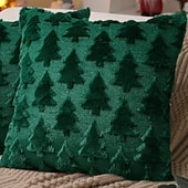 levne Vánoční povlečení-Vánoční povlaky na polštáře s ozdobou na stromeček, měkké plyšové povlaky na polštáře z umělé kožešiny, povlaky na polštáře na vánoční stromeček na svátky, zimní domy, pohovky, postele, verandy,