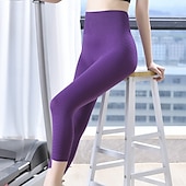 tanie Legginsy i legginsy do jogi-Damskie Legginsy capri Legginsy do jogi Podnoszenie pośladków Wyszczuplenie brzucha Wysoka talia Siłownia Trening Bieganie Doły Jednokolorowe Czarny Niebieski Fioletowy Sport Odzież sportowa