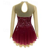 levne Šaty na krasobruslení-Šaty na bruslení Dámské Dívčí Buz Pateni Šaty Žlutá Tmavě fialová Prašná růže Slátanina Květiny Síťka Spandex Vysoká pružnost Soutěž Bruslařské oblečení Ručně vyrobeno Květinový Dlouhý rukáv Bruslen
