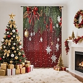 Недорогие Рождественская кухня-Рождественские прозрачные шторы серии 2025, 3D цифровая печать, оконные шторы для гостиной, спальни, праздничное украшение, декор для дома, элегантные праздничные шторные панели