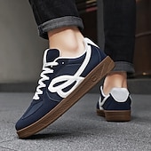abordables Baskets-Homme Chaussures Décontractées Marche Occasionnel Daim Toile Confortable Antidérapant Respirant Mocassin Rouge Bleu Beige