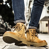 זול מגפי עבודה-מגפי הליכה בצבע חום בהיר לגברים - עמידים ונוחים, מושלמים להרפתקאות חוץ, טיולים רגליים ולבוש יומיומי