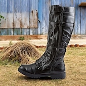 رخيصةأون أحذية ركوب الخيل-حذاء رجالي بني اللون من الجلد الصناعي يصل إلى الركبة - عصري مع تفاصيل رباط، مثالي للأنشطة غير الرسمية والخارجية