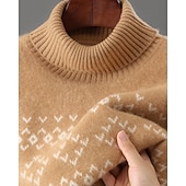 preiswerte Herrenpullover-Herren Weihnachtspullover Wollpullover Pullover Kaschmir Strickpullover Gerippt Stricken Normale Oberteile Gestrickt Geometrisch Rollkragen Mode Basic Urlaub Alltagskleidung Bekleidung Herbst Winter