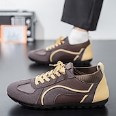 baratos Tênis Casuais-Tênis casual masculino amarelo e preto com design de malha respirável, calçado leve e antiderrapante para caminhadas ao ar livre, viagens e estilo cotidiano