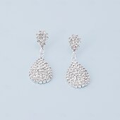 economico Collana da donna-set di gioielli di lusso in argento con strass: collana, bracciale e orecchini con cristalli scintillanti a goccia per donna