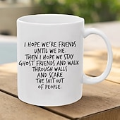 levne Šálky a hrnečky-Vtipný dárkový hrnek, hrnek s motivem "Doufám, že zůstaneme duchové", strašidelné přátelství, šálek kávy pro nejlepší přátele, roztomilý vánoční dárek, strašidelné navždy, dárek pro přátele