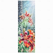 billiga Runner Mattor-Lilja Blomma Löpare Matta För Hall Kök Mjuk Halkfri Maskintvättbar Faux Kasmir Skog Natur Matta Röd Orange Blomdesign Entré Löpare Lily Delight av Dakota Daetwiler