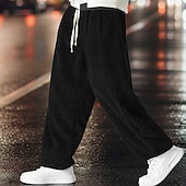 baratos Perna Reta-Homens Calças Esportivas Calças Calças de Veludo Calças largas Calças Harem Com Cordão Cintura elástica Tecido Pavio Humido Respirável Comprimento total Esportes Casual Diário Moda Roupa de rua Preto