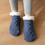 cheap Men's Socks-Men's 1 Pair Socks Sherpa Lined Socks Casual Socks Winter Socks Black Wine Color Plain Vacation Daily Knitted Warm Winter Fashion Casual