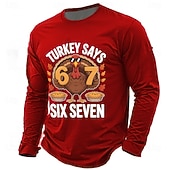  Erntedank Herren Türkei Lustiger Slang T Shirt Langarm T-Shirt 3D-Druck Rundhalsausschnitt Hemd Täglich Designer Straße Lässig Blau Schwarz Rote Sommer Frühling Herbst Bekleidung S M L XL XXL XXXL