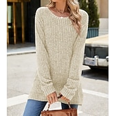 halpa Naisten Yksinkertaiset Paidat-Naisten Pusero Yhtenäinen väri Tyylikäs Vapaa-aika Pitkähihainen Tiukka pyöreä kaula-aukko Tavalliset topit Päivittäin Rypytetty Ruohonvihreä Musta Punastuvan vaaleanpunainen Viini Sininen Kevät