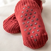 cheap Men's Socks-Men's 1 Pair Socks Sherpa Lined Socks Casual Socks Winter Socks Black Wine Color Plain Vacation Daily Knitted Warm Winter Fashion Casual
