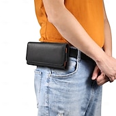 baratos saco de telefone universal-Estojo para celular masculino com presilha, bolsa de cintura, acessório em couro PU, carteira para celular, estilo vintage, capa protetora para celular.