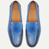 preiswerte Loafer aus hochwertigem Leder-Herren-Slipper aus blauem Echtleder mit glatter Oberfläche – elegantes Schuhwerk fürs Büro und legere Anlässe