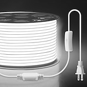 cheap LED String Lights-6.5-164 FT COB Outdoor LED Strip Lights Waterproof AC110V High Voltage COB LED Rope Light Switch with Plug High Density Outside IP65 Flexible Tape Light