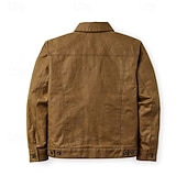 abordables Chaquetas Cargo-Hombre Chaqueta de camionero Chaqueta tipo cargo Vacaciones Diario Resistencia al desgaste Bolsillo Primavera Otoño Plano Moda Clásico Diseño Regular Marrón Chaquetas