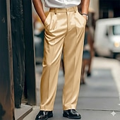 abordables Perder-Hombre Pantalones pantalones de traje Pantalones de satén Pantalones de traje Bolsillo Plano Comodidad Suave Longitud de la rodilla Formal Fiesta Negocio Moda Ropa de calle Negro Blanco Rígido