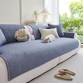 tanie Pokrowce na sofę-Poszewka na poduszkę na sofę w stylu nordyckim, całoroczny pokrowiec z bawełny, nowoczesna minimalistyczna antypoślizgowa podkładka na sofę, ochraniacz na sofę do salonu