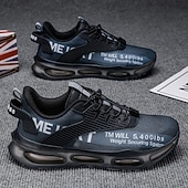 abordables Chaussures de Course pour Hommes-Baskets jaunes de style urbain pour hommes avec semelle à coussin d'air et tige en mesh, chaussures de sport légères et tendance pour la course, la salle de sport et les vêtements décontractés