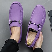 ieftine Loafers casual-Bărbați Mocasini &amp; Balerini Retro Mărime Plus Size Plimbare Casual Zilnic PU piele Comfortabil Cizme înalte Loafer Galben Roz Mov Deschis