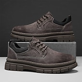 economico Scarpe Casual con Lacci-scarpe da ginnastica casual da uomo in similpelle color cuoio – design alla moda con lacci e suola in gomma resistente, perfette per l'abbigliamento casual e le uscite quotidiane