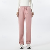 economico Pantaloni a gamba dritta-Per donna Pantaloni Attivo Moda Casual Lunghezza intera Vita media Tinta unica Semplice Coulisse Tasca Fascia Elastica Calore Termico Comodo Micro-elastico All'aperto Lavoro Streetwear Grigio scuro