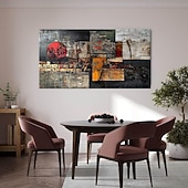 رخيصةأون لوحات تجريدية-لوحة زيتية مصنوعة يدويًا من القماش الفني بتصميم عتيق تجريدي لتزيين الجدران في غرفة المعيشة وديكور المنزل بإطار ممتد لوحة معلقة/لوحة ملفوفة بدون إطار غير ممتدة