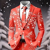 abordables Atuendo para escena navideña-Hombre chaqueta Abrigo Navidad Casual Casual / Diario Casual Otoño invierno 100% Poliéster Copo Impresión 3D Botones Mantiene abrigado Cómodo Botonadura Simple Chaqueta de sport A B C D