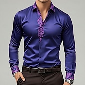 economico Camicia in Raso da Uomo-Per uomo Stampa Floreale Etnico Fiori Camicia Camicia in raso Camicia elegante Manica Lunga Vintage Retrò Vacanza Abbigliamento Quotidiano Estate Primavera Autunno Collo ripiegato Stampa 3D Camicie