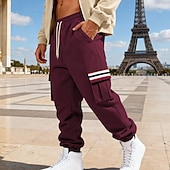 economico Carico-Per uomo Pantaloni da tuta Pantaloni in Pile Joggers Pantaloni Pantaloni invernali Coulisse Tasca Elastico in vita Patchwork Comodità Caldo Sport all'Aperto Quotidiano Moda Casual Nero Bianco