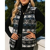 economico Felpa &amp; Sweatshirt-Per donna Grafico Cappotto invernale Gilet invernale Gilet in pile polare Autunno / Inverno Senza Maniche Athleisure Antivento Caldo Escursionismo Corsa Viaggio Vacanze Nero Grigio abbigliamento