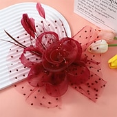billige Fascinatorer-fascinators Tyll Fedora Bryllup Te Fest Hesteløp cocktail Elegant Årgang Enkel Med Fjær Hodeplagg Hodeplagg